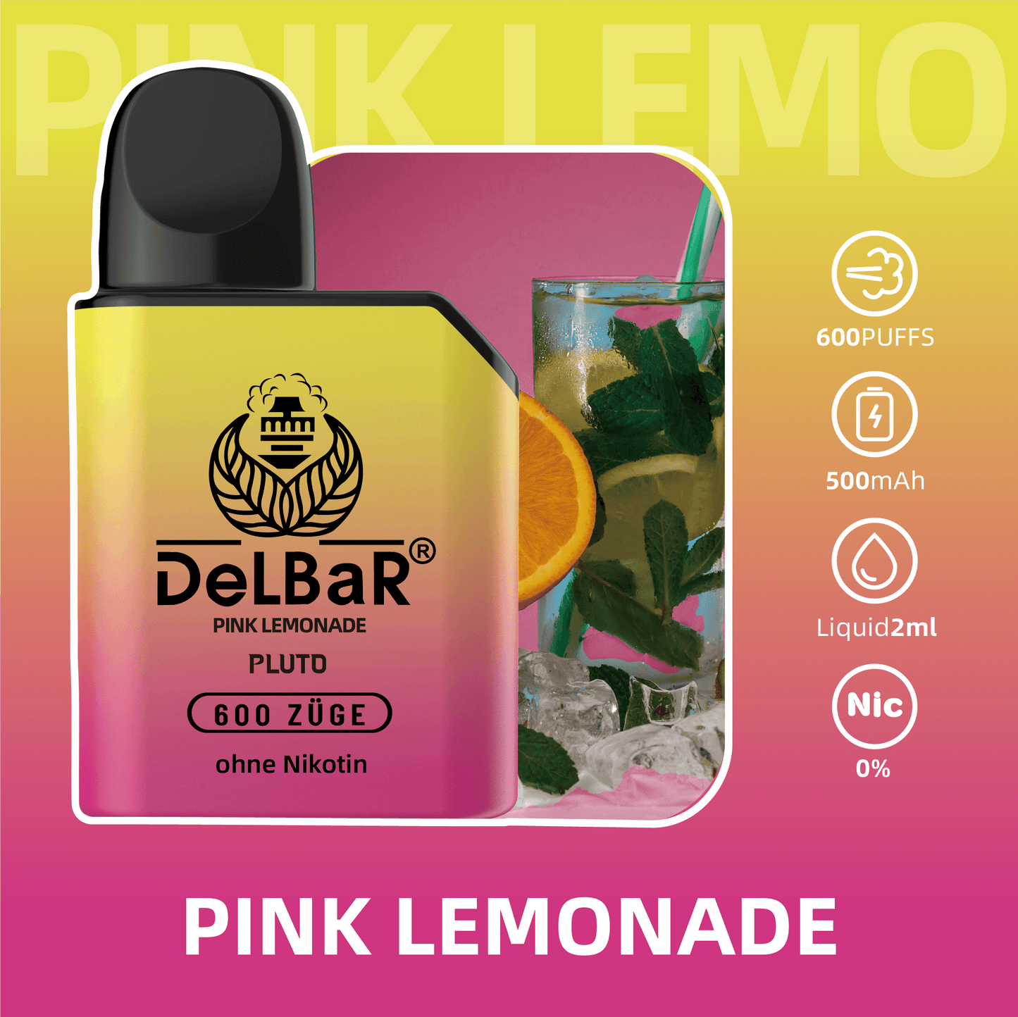 DeLBaR PLUTO Pink Lemonade (ohne Nikotin)