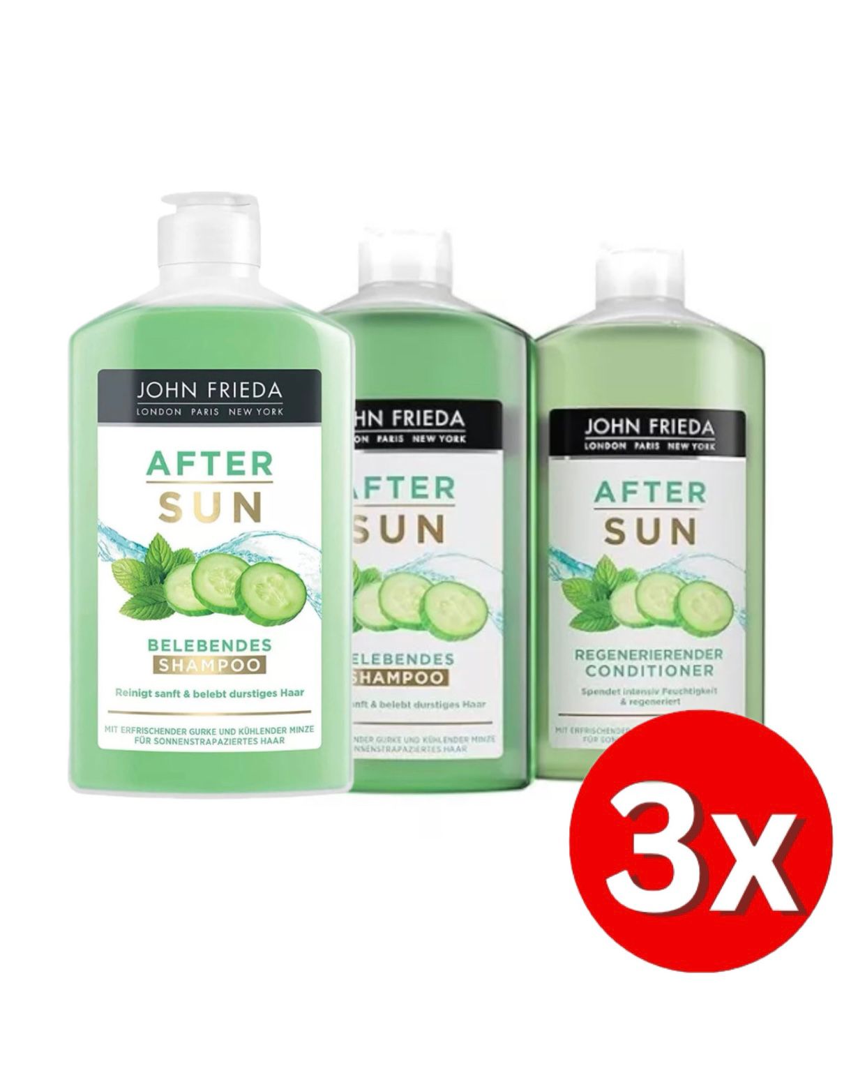 3er Pack John Frieda After Sun Shampoo Conditioner 250ml