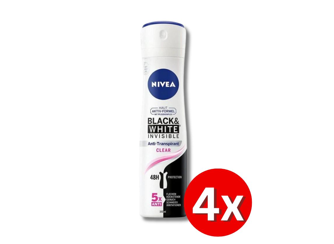 4er 10er Pack NIVEA Black & White Invisible Anti-Transpirant Deo Spray Clear 35 ml 150ml